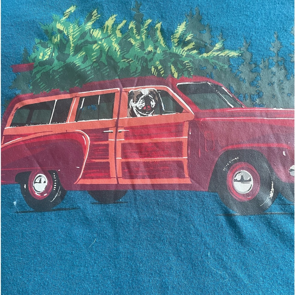 Men’s Shirt  Bulldog Riding in a Woody Wagon Large NWT
